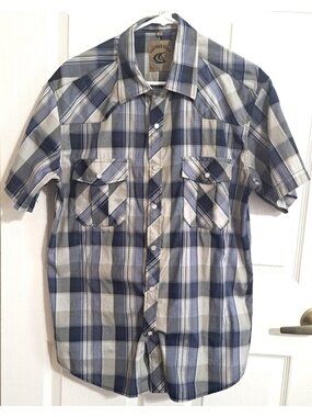 Coevals Club Vintage Men's M Pearl Snap Multicolor Plaid Short Sleeve